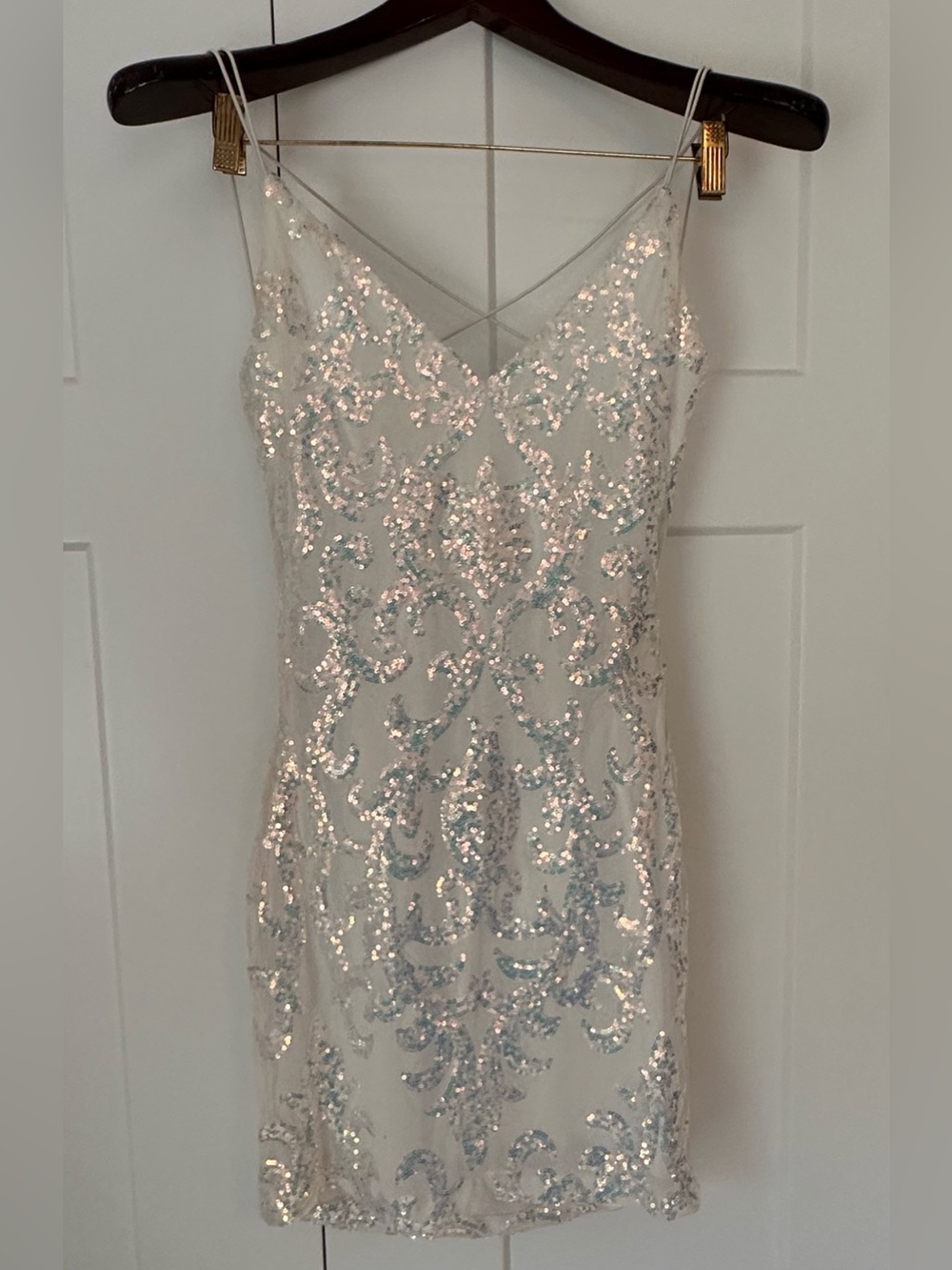 Windsor‎ White Sequin Spaghetti Strap Slip Dress M